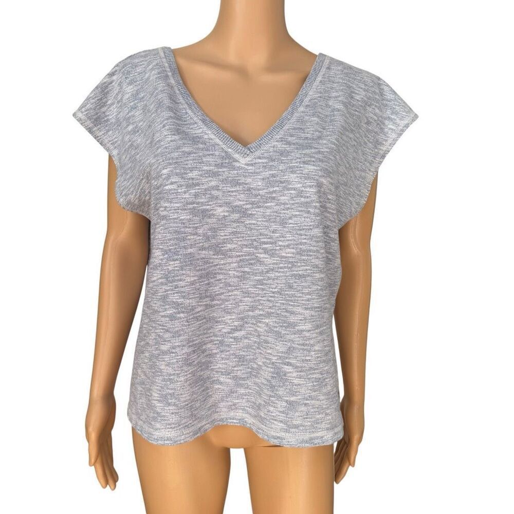 Victoria’s Secret Cotton Blend Marled blue V-Neck Top Size Small